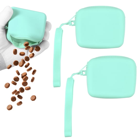 Uxcell Dog Treat Pouch for Training, Silicone Treat Pouches Portable Dog Bag with Zipper Pocket Size (Green, 2 Pcs), Intended for Pet Training / Walking / Travel
