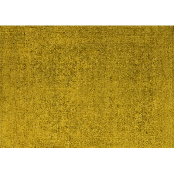 Ahgly Company Machine Washable Indoor Rectangle Oriental Yellow Industrial Area Rugs, 6' x 9'