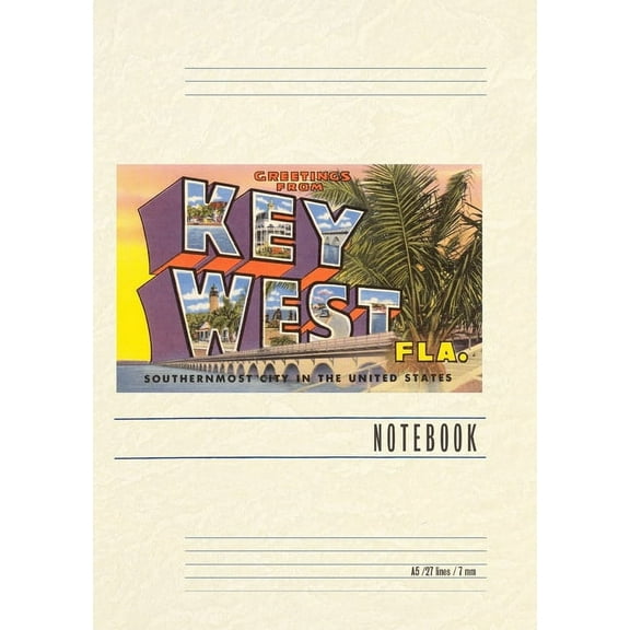 Vintage Lined Notebook Greetings from Key West, Florida (Paperback)