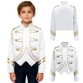 thumbnail image 2 of Aislor Boys Marching Band Jacket Drum Major Team Uniform Outwear Long Sleeve Coat Banquet Carnival White 14, 2 of 7
