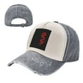 thumbnail image 7 of Men Women Red Loong-Dragon Distressed Twill Cotton Baseball Cap Vintage Adjustable Dad Hat, 7 of 7