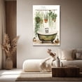 thumbnail image 4 of “Vintage Bathtub & Hanging Plants Watercolor” Whimsical Canvas Wall Art Ready to Hang for Living Room and Bedroom, 4 of 8