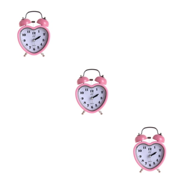 Bewildely Corazón Campana Despertador Silencioso Luz Nocturna Relojes Digitales Hogar Niñas Type2 NO2