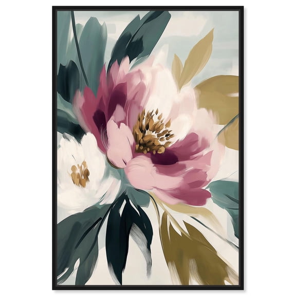 Faded Flora Grace Canvas Luxury Floral Art by Art Remedy, Black Frame, 10" x 15"