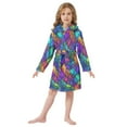 thumbnail image 6 of FORMRS Niños Bathrobe Unisex Hooded Robe Soft Plush Pajamas Sleepwear, Size 2-3T, Vibrant Stained Glass Pattern, 6 of 7