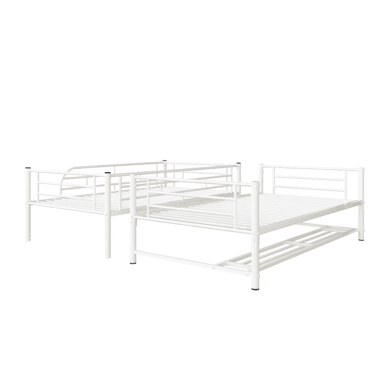 Aukfa Twin-Over-Twin Bunk Bed, Heavy Duty Metal Convertible into Two Platform Beds for Kids Teens Dorm - White