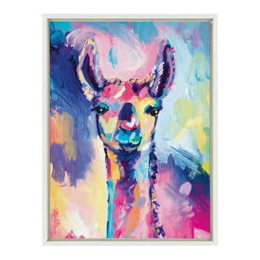 Sylvie Lolly The Llama 18 in x 24 in Framed Painting Canvas Art Print, by Kate and Laurel