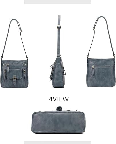 KL928 Medium Crossbody Purses for Women Handbag Leather Crossbody Shoulder Bags with Multi Pockets