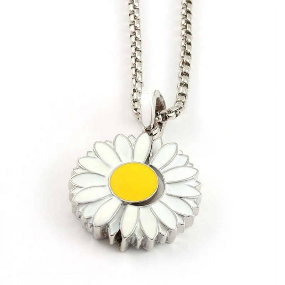 Bilqis Offres Collier Médaillon Marguerite Pendentif Goutte d'Huile Tournesol Double Couche Collier Tournesol Ouvrable