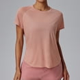 thumbnail image 2 of XPMWRP Women's Athletic Short Sleeve T-Shirt Quick Dry Raglan Sleeve Curved Hem Solid Color Workout Tee Pink XXL, 2 of 8