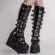 thumbnail image 2 of Botas Punk para mujer, cuñas de plataforma de tacón alto para mujer, botas altas góticas con hebilla y correa, botas largas de cuero de tubo para mujer, Cosplay, 2 of 4