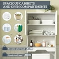 thumbnail image 2 of Bathroom Organizer Over Toilet, Storage Cabinet Over Toilet, Wooden Bathroom Space Saver Standing Behind Toilet, Free Standing Bathroom Shelf Over Toilet, Louvered Fan, White, 2 of 9