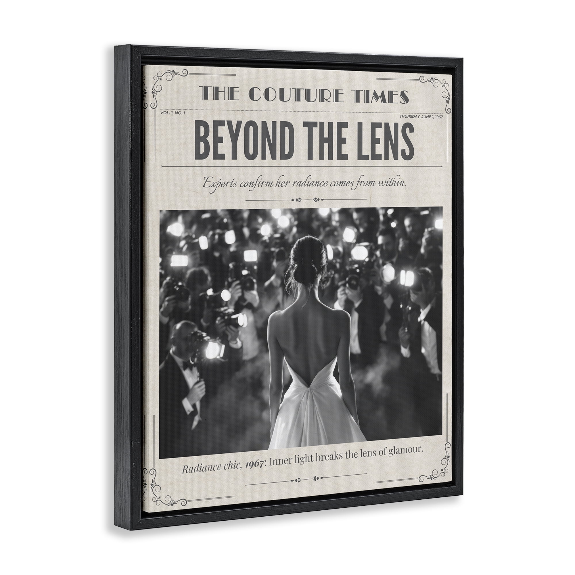 The Couture Times Magazine Black Framed Floater Canvas Wall Art, design by A Barefoot Stylist