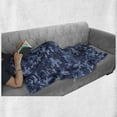 thumbnail image 6 of Camo Soft Flannel Fleece Blanket, Retro Composition of Grunge Camouflage Pattern Print in Modern Blue Tones, Cozy Plush for Indoor and Outdoor Use, 50" x 60", Pale Blue and Dark Blue, by Ambesonne, 6 of 6
