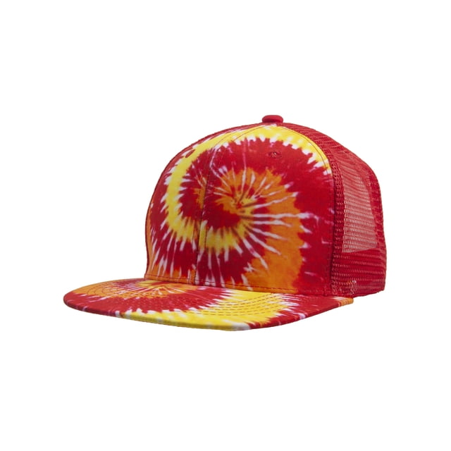 Top Headwear Tie-Dye Adjustable Trucker Hats - Red/Yellow