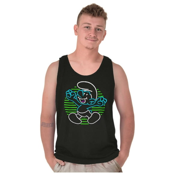 Vintage The Smurfs Cartoon Neon Sign Tank Top T Shirts Men Women Brisco Brands S