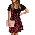 thumbnail image 7 of Savings Up to 50% off Womens Summer Dresses Women's Fashion Summer Print Short-sleeved V-neck Casual Dress, 7 of 7
