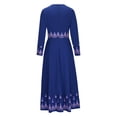 thumbnail image 5 of IROINNID Savings Semi Formal Dress for Women Long Sleeve A-Line Dress Retro Round Neck Printed Long Skirt,Blue, 5 of 7