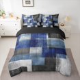 thumbnail image 2 of Manfei Blue Gray Checkered 7-Piece Bedding Comforter Set,Abstract Geometric Art King Bedding Sets,Vintage Grid Pattern Bed Sheets For Girls Boys,Microfiber Bedroom Decor Reversible, 2 of 8