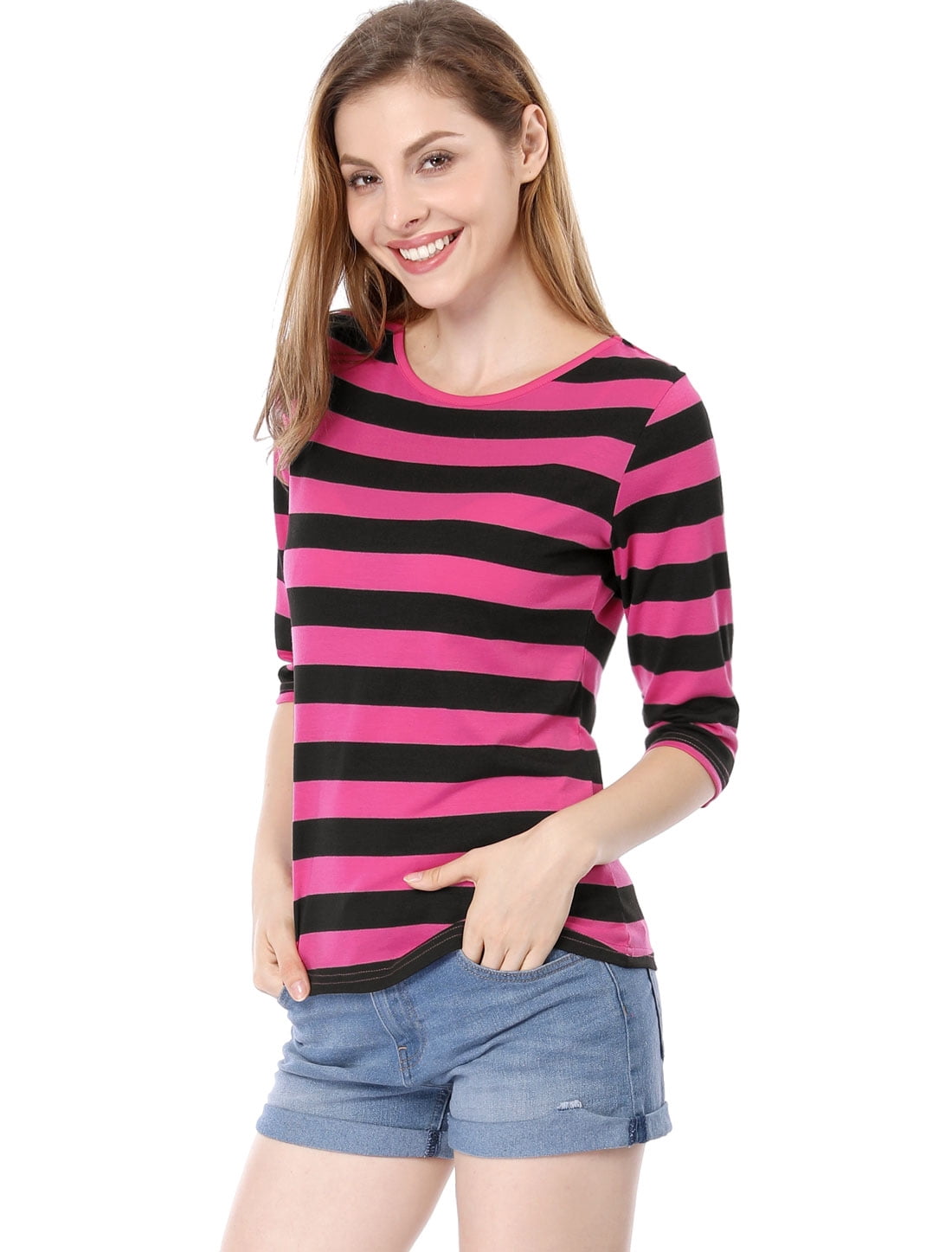 DARING DIVA Women's Halloween Costume 1/2 Sleeve Floral Top 2XL Fuchsia Black