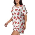 thumbnail image 2 of Bixox Women's Hand Drawn Watermelon Printed Pajama Set 2 Piece Lounge Set Top and Shorts Soft Pajamas, Shorts with Pockets, 2 of 7