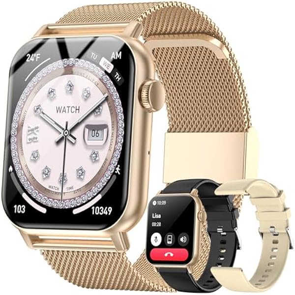wonima44 Smart Watches for Women, 1.83" HD Fitness Tracker (Answer/Make Calls), 120+ Sport Modes with Heart Rate/Sleep Monitor, IP68 Waterproof, Fitness Watch for iOS Android, Gold