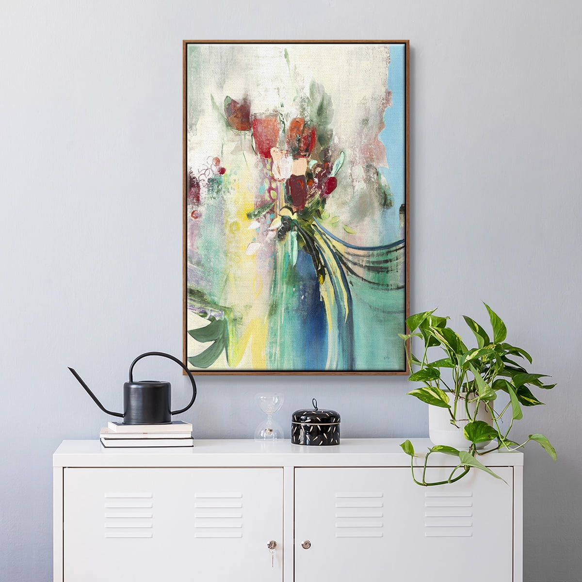 Celebration I Framed Premium Gallery Wrapped Canvas - Ready to Hang - 25 x 37 - Walnut Floating Frame
