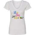 thumbnail image 3 of Inktastic He or She What Will It Be? Women's V-Neck T-Shirt, 3 of 5