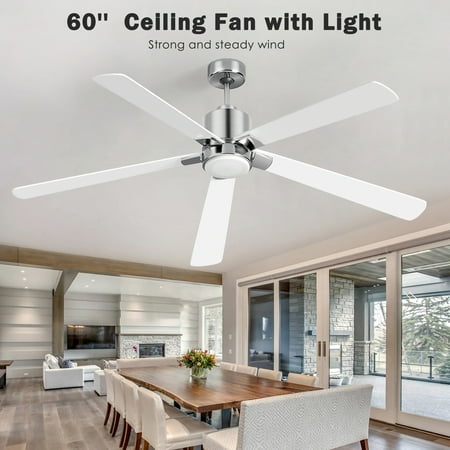 

JUGACOOL 60 Inch Ceiling Fans with Lights and Remote 5-Blade Low Profile Smart Ceiling Fan with Silent DC Motor Works with Alexa Siri Google Home 2 Colors of Reversible Blades Light Wood
