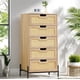thumbnail image 1 of Natural rattan 5 - cajón cómoda: de madera chest con solid metal legs, estilo rural - style almacenamiento gabinete para dormitorio, sala de estar & entrada (oak), 1 of 7