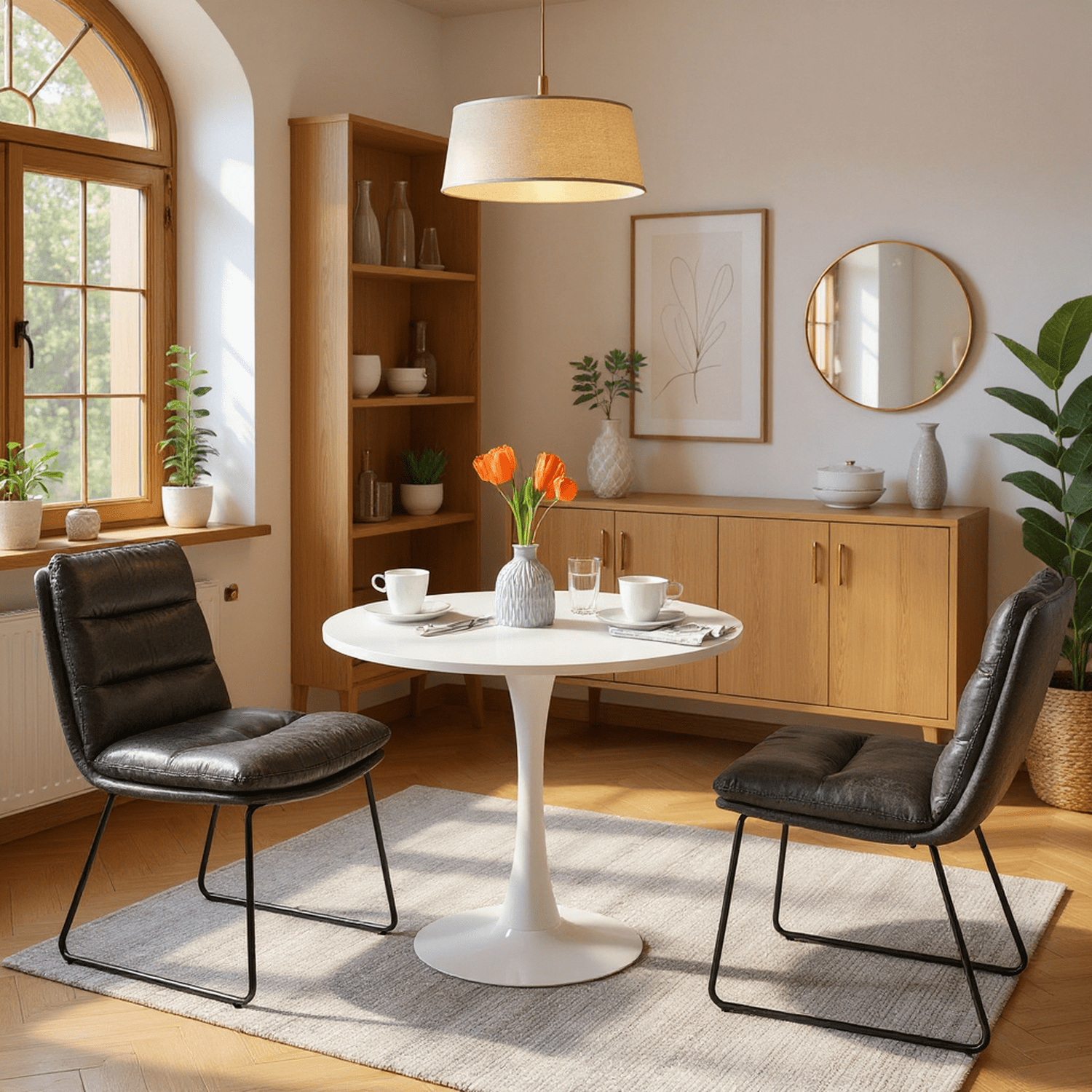 Homy Casa Set of 4 Upholstered Dining Chairs with Curved Backrest and Sturdy Rust Resistant Legs