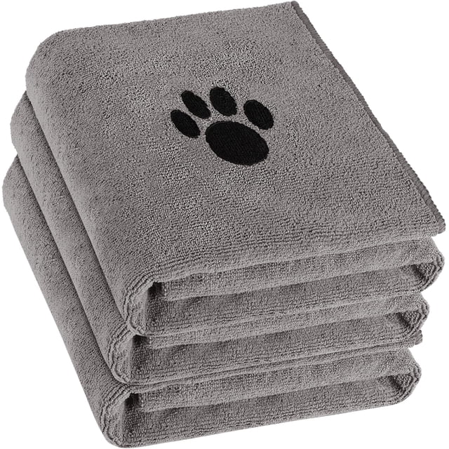 3 Pack Microfiber Dog Towels for Drying Dogs, Super Absorbent and Soft Pet Grooming Towel, 40 Inch X 23.6 Inch, Perfect Dog Drying Towels for Large, Medium or Small Dogs, Grey