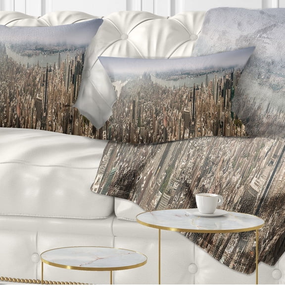Designart NYC 360 Degree Panorama - Cityscape Photography Throw Pillow - 12x20