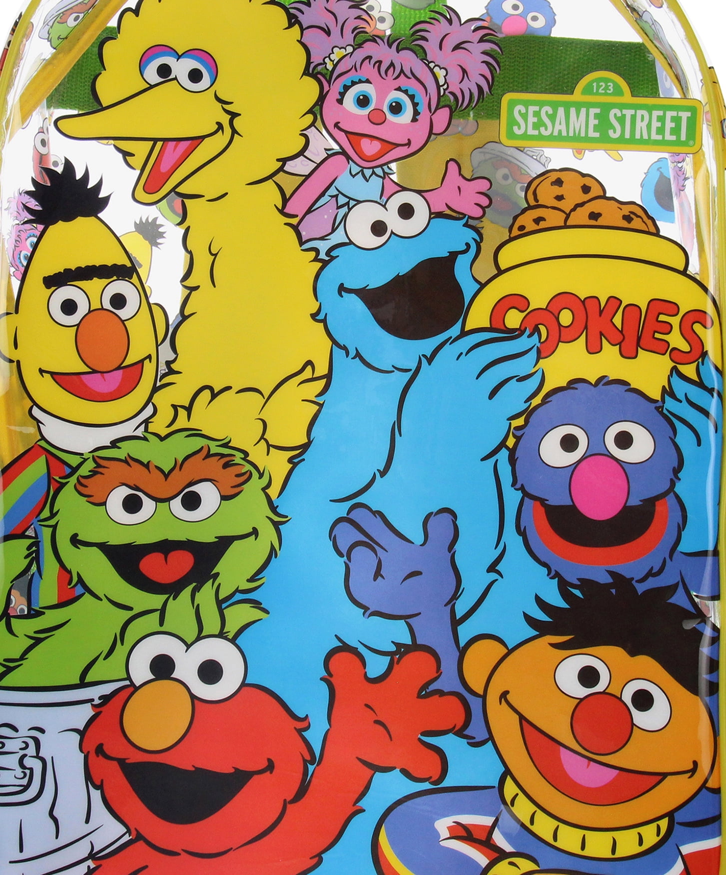 Sesame Street Elmo Big Bird Cookie Monster Clear Travel Backpack For Daily Use 16"
