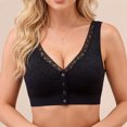 thumbnail image 4 of Byworldtasic Women Front Snap Closure Wireless Bra Floral Lace Wide Strap Comfort Bralette Everyday Ladies Plus Size Bra, 4 of 5