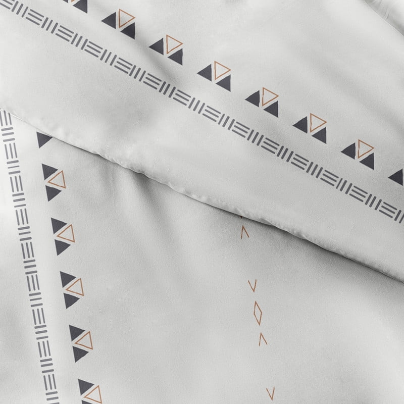 Noble Linens Clay Natural Geo Lines 3-Piece 3-Piece Duvet Cover Set, Full/Queen