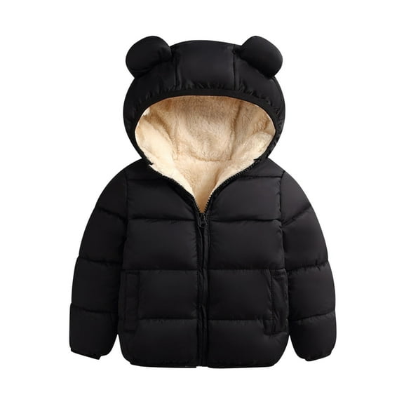 Spazoro Kids Girls Outwear Jackets, Hooded Cute Warm Casual Winter Coats for Girls Black Size 3 T
