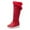 Red, variant on Juebong Women Boots Metal Buckle Thick Fleece Slip-on Platform Mid-heel Solid Color Winter Warm Knee High Snow Boots,Black Size 4.5