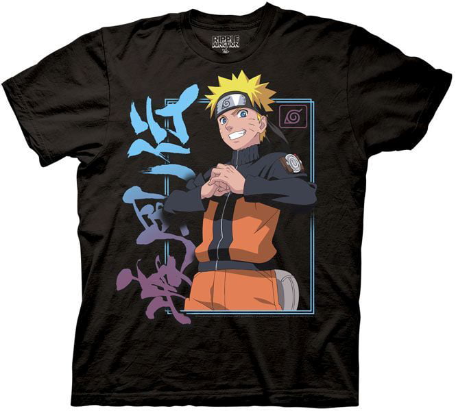 Ripple Junction Naruto Shippuden Naruto Kanji Frame Adult T-Shirt XL Black