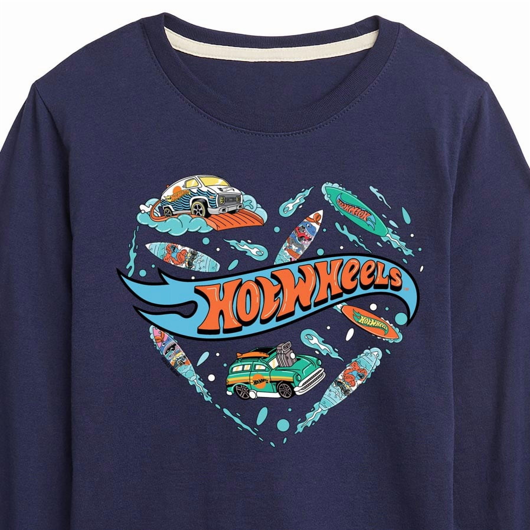 Hot Wheels - Surfing Mix In A Heart - Toddler & Youth Long Sleeve Graphic T-Shirt