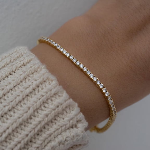 8 Ct Round Cut Simulated Diamond Women Tennis Bracelet 14k Yellow Gold Plated 3MM 7In