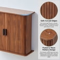 thumbnail image 4 of Wirrytor Walnut Fluted Wall Mounted Cabinet With Sliding Doors, 2-Tier Arched Bathroom Wall Cabinet For Over Toilet Storage, Kitchen & Bedroom Organizer, 4 of 9