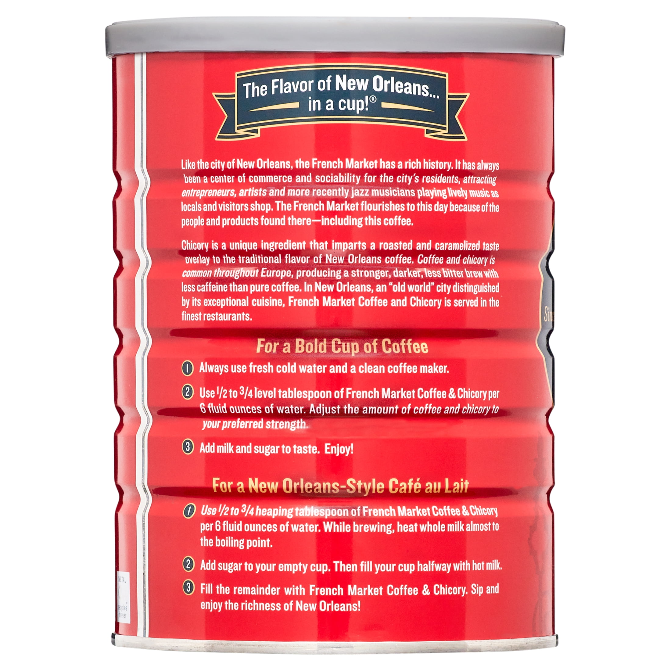 French Market Coffee & Chicory Dark Roast, 12 oz Can
