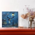 thumbnail image 2 of WOBOGO Reading under The Streetlight Wall Clock 7.78 Inch Battery Operated Silent Unit Square Rustic Vintage Style for Home Bedroom Office Black Pointer, 2 of 8