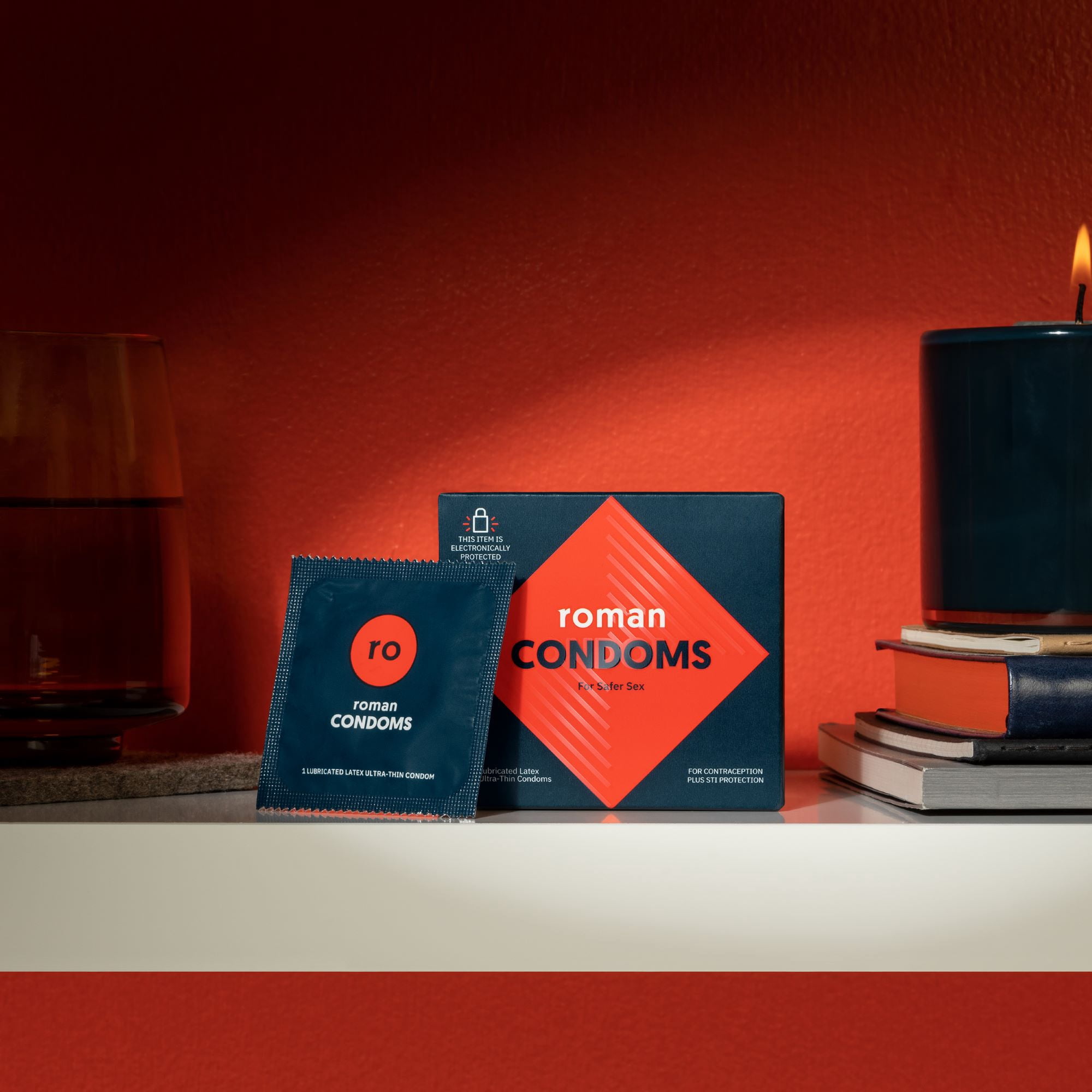 Roman Ultra Thin Condoms, 100% Natural Latex Lubricated Condoms, FSA/HSA Eligible, 3 Pack