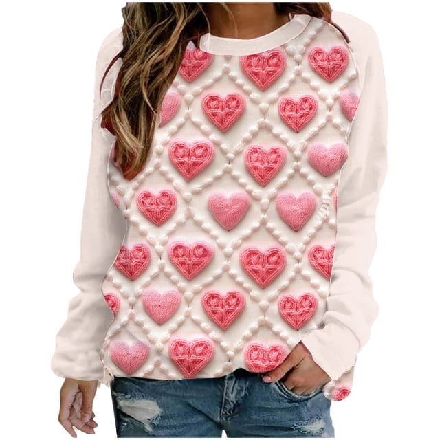 VALMASS Chandails en Molleton à Col Rond pour Femmes, Imprimé Floral, Manches Longues, Mode Décontractée, Blouses Sans Capuche (m, Beige-D)