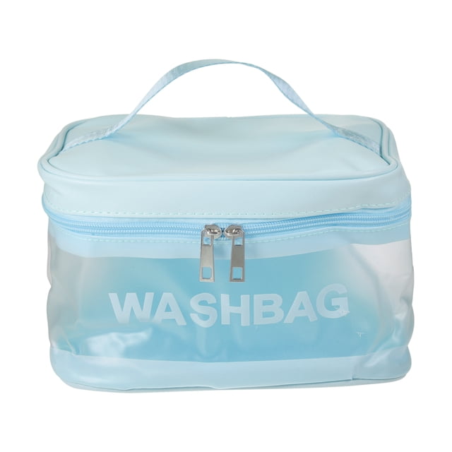 1 Pc Bolsa de Maquillaje Cuadrada Conveniente para Mujeres para Vacaciones, Camping y Viajes de Negocios Azul