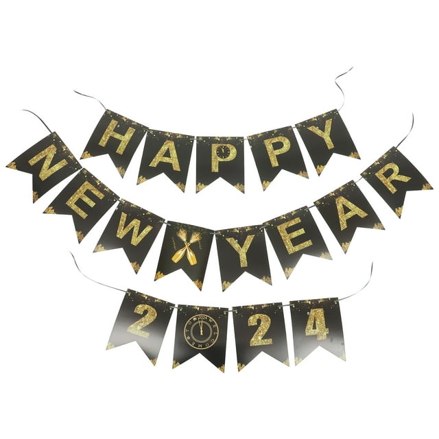 1 Juego de pancarta decorativa para fiesta de año nuevo, bandera colgante para fiesta, pancarta de fondo para fiesta de año nuevo 2024