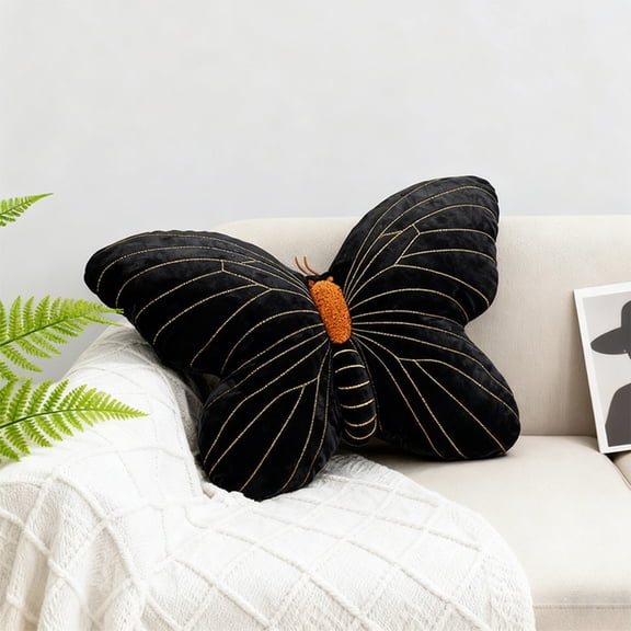 Btomtd Butterflies Shape Throw Pillows for Festival and Valentine's Day, Holiday Decorative Cushion, Living Room Bedroom Couch Pillows for Home Decor, Size 13" x 9", Black