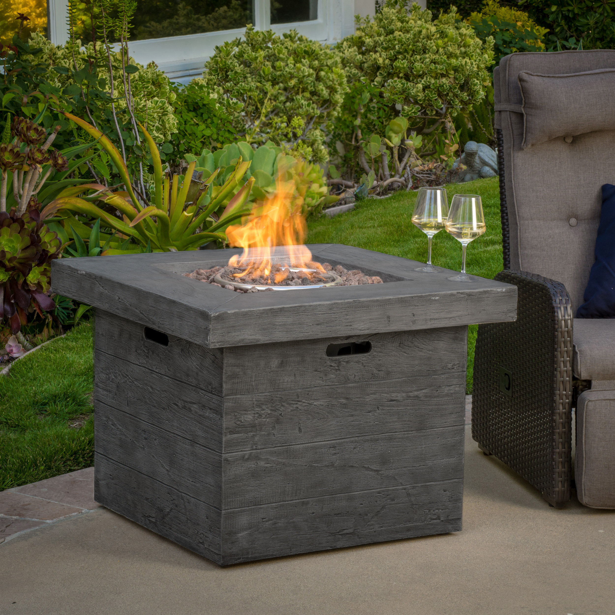 Mayer Grey Magnesium Oxide Square Gas Fire Pit - image 2 of 15